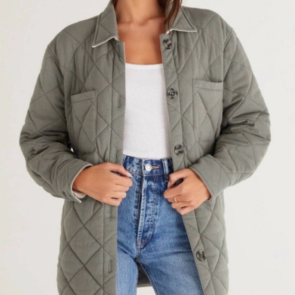 Z Supply Quilted Maya Jacket in Olive - Picture 1 of 4